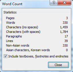 Ms word count words