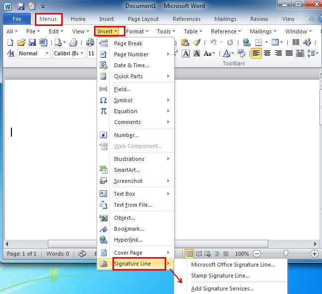 how to create a digital signature in word 2010