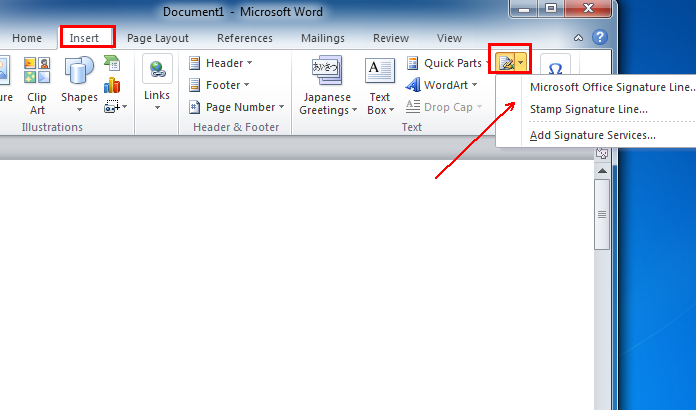 how to add a signature in word 2013