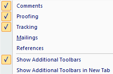 Show additional toolbars