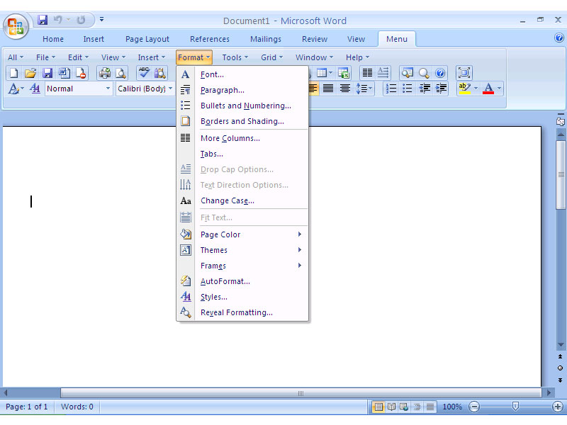 Windows 8 Classic Menu for Word 2007 full