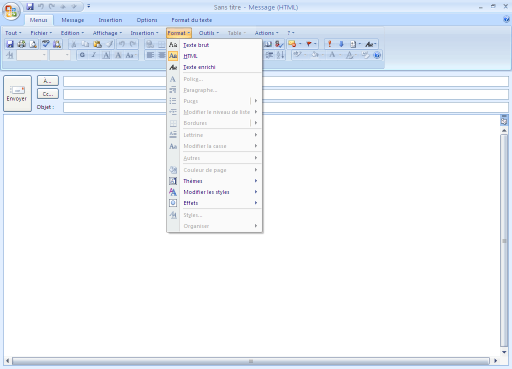 Photo d’écran de Classic Menu pour Outlook 2007