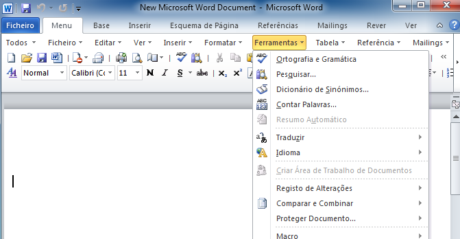 Novo(a) documento do microsoft office word