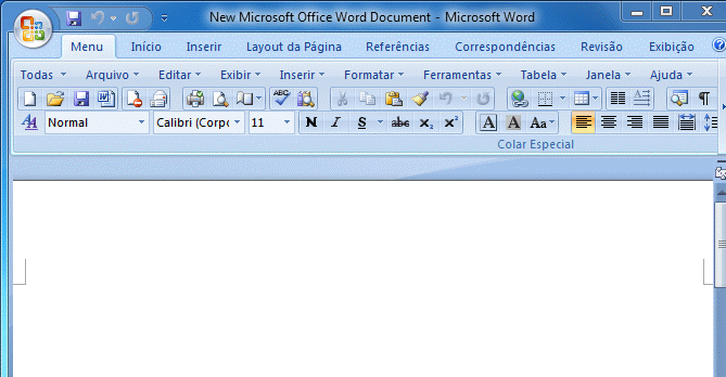 Mostrar menus e barras de ferramentas Clássicas na Faixa de Opções do Office  2007