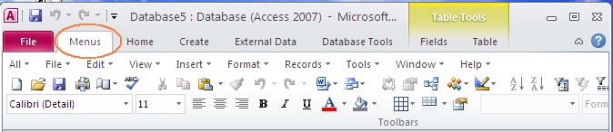 How Classic Menu for Access 2010 works