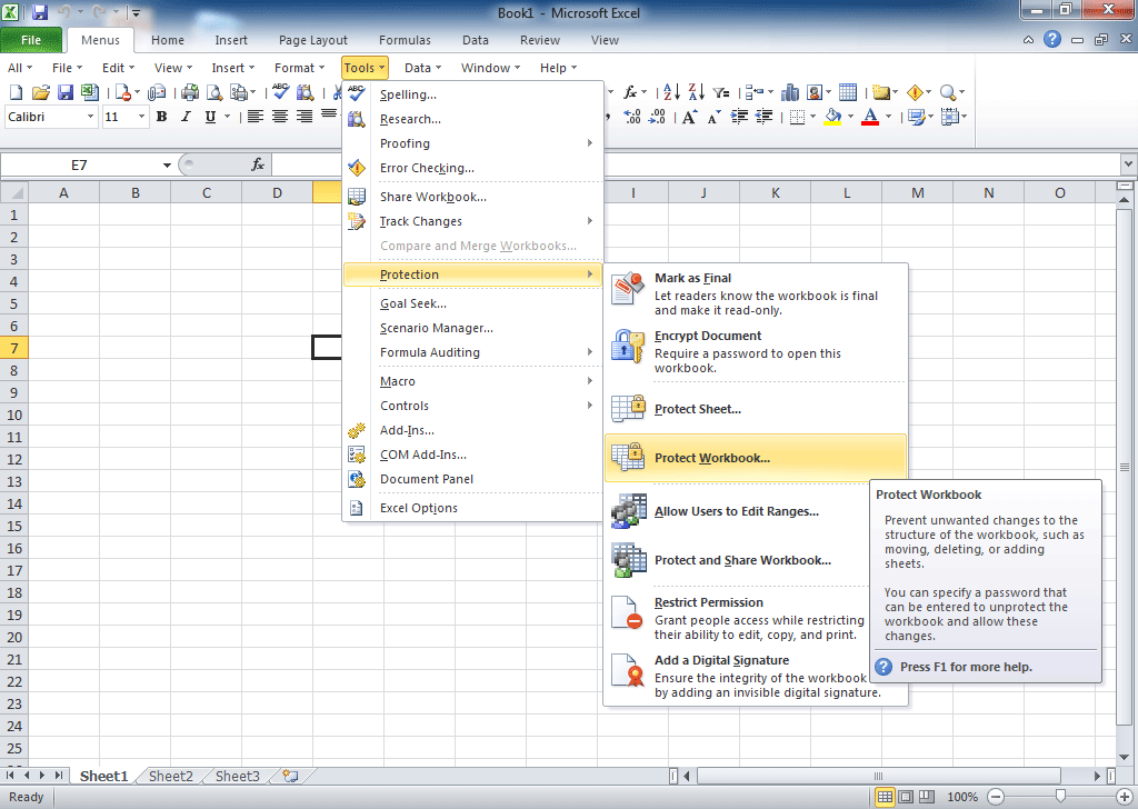 Screen Shot of Excel 2010