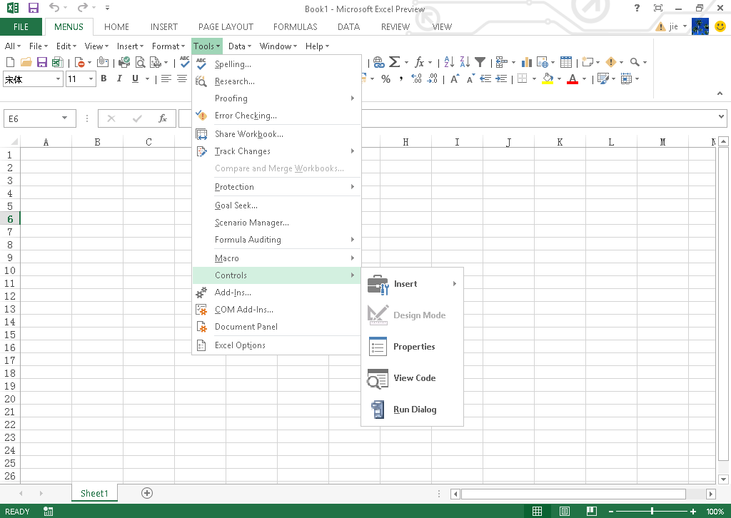 Screen Shot of Excel 2013