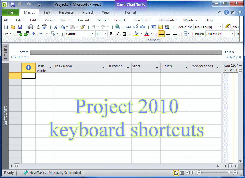 Demo of Classic Menu for Project 2010 shortcuts