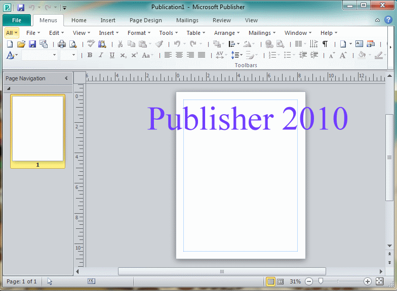 Demo of Classic Menu for Publisher 2010 menu