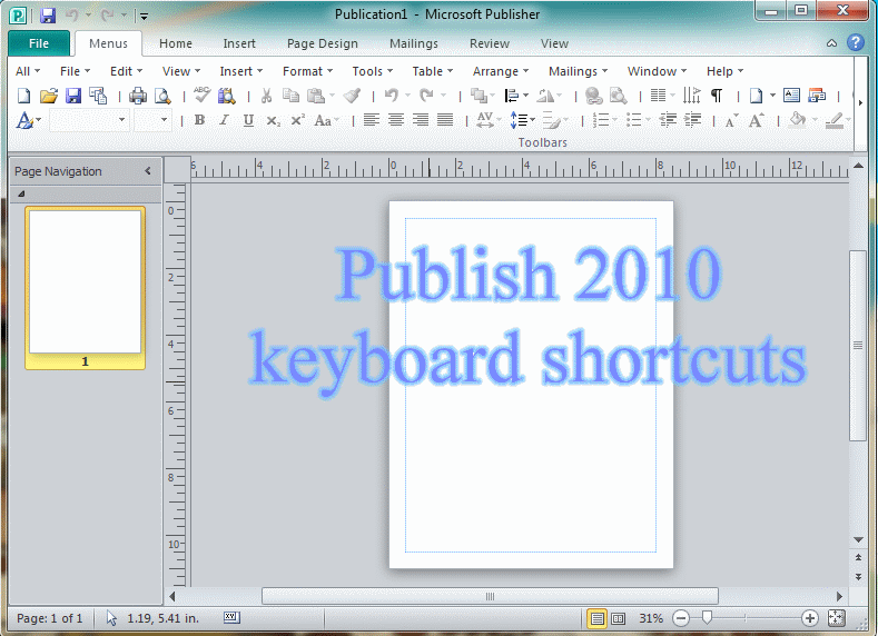 Demo of Classic Menu for Publisher 2010 shortcuts