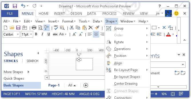 Show Classic Menus And Toolbars On Ribbon Of Visio 10 13 16 19 And 365